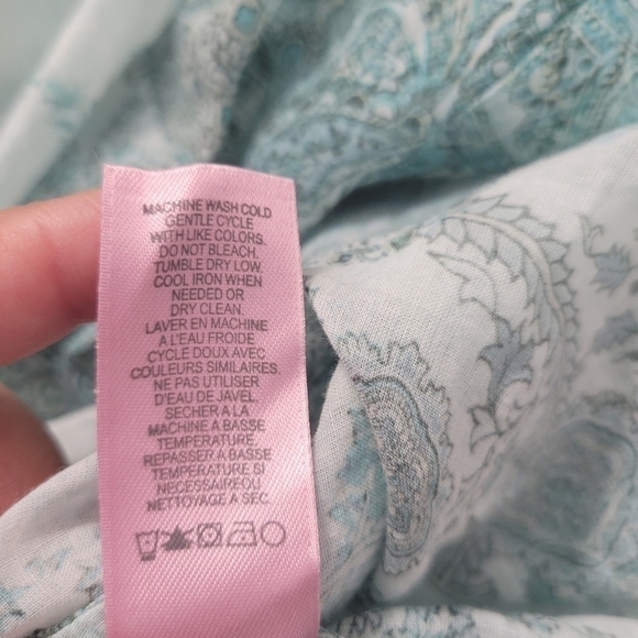 Calypso St. Barth Teal Paisley Print Button Down Collared Shirt - Picture 12 of 12